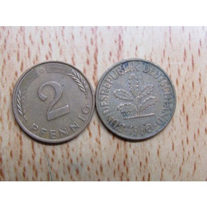 1980g 2 Pfennig Germany Coin