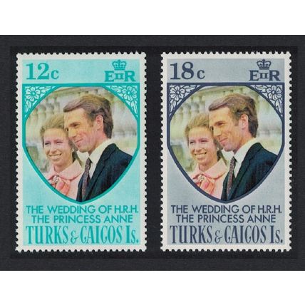 Turks and Caicos Royal Wedding Princess Anne 2v 1973 MNH SG#403-404