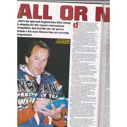 Speedway Star & News. April 10, 1999. Swedes On Tour. Nicki Pedersen.Dave Jessup
