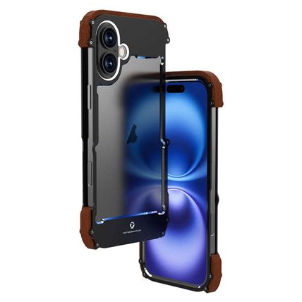 R-JUST Ironwood Generation Metal Hybrid Wood Phone Case, For iPhone 16 Pro Max,