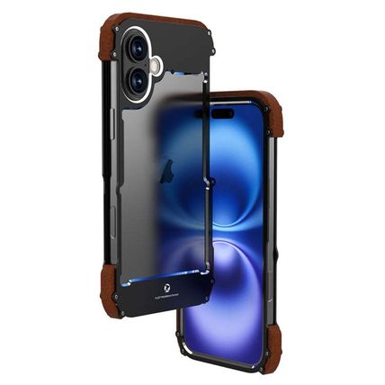 R-JUST Ironwood Generation Metal Hybrid Wood Phone Case, For iPhone 16 Pro Max,