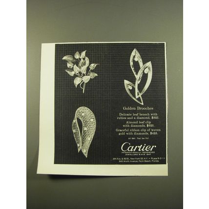 1961 Cartier Jewelry Advertisement - Golden Brooches