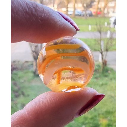NEW DESIGN 2025 - FIREFLY 12 Beautiful Glass Marbles, Orange Yellow Swirl, 22mm