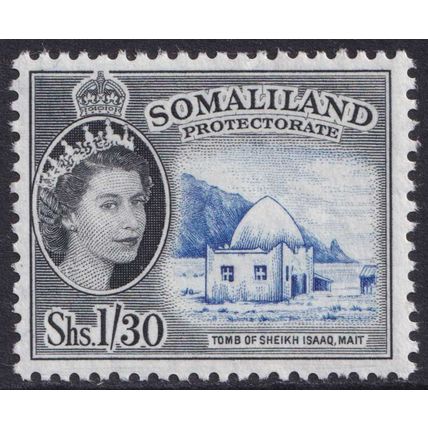 Somaliland Protectorate QEII 1953-58 1s3d Ultramarine Black Tomb SG145 Mint MH