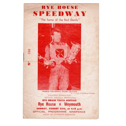 Rye House v Weymouth 1963 speedway programme