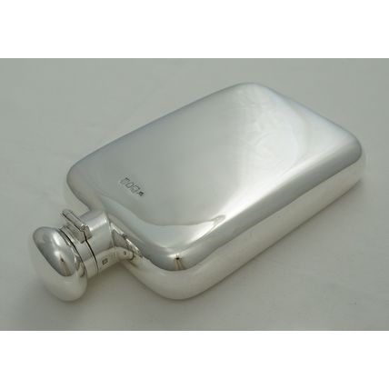 BIG Antique Silver Gilt Pocket Flask, London 1905, holds 300ml, 258g.