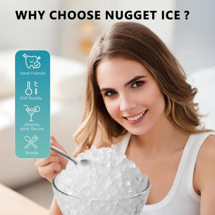 EUHOMY Nugget Ice Maker Countertop with Handle, Ready in 6 Mins, 34Lbs per Day,