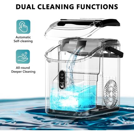 EUHOMY Nugget Ice Maker Countertop with Handle, Ready in 6 Mins, 34Lbs per Day,