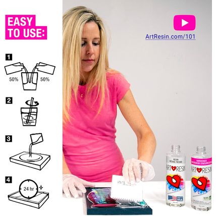 Artresin Epoxy Resin – High-Gloss Clear Coat for Artwork - 32 Oz (16 Oz Resin +