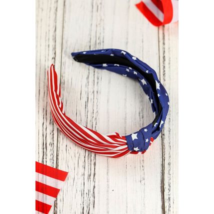 Multicolor American Flag Bow Knot Wide Headband