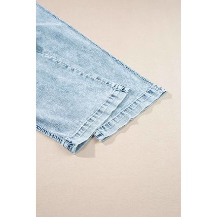 Myosotis Mineral Wash Drawstring Waist Loose Straight Denim Pants