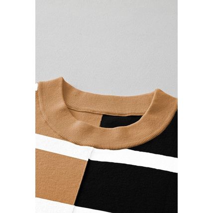 Light French Beige Colorblock Oversized Sweater