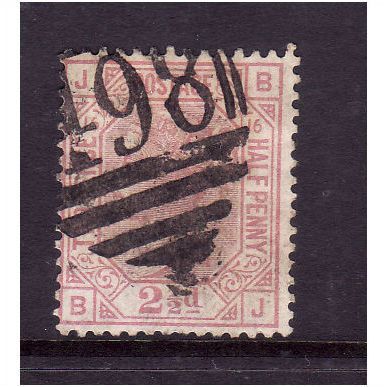 GREAT BRITAIN 1878 QV SG141 2 1/2d ROSE MAUVE PLATE 16 LETTERED BJ FINE USED