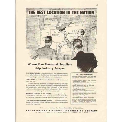 cleveland electric illuminating company 1947 best location vintage ad