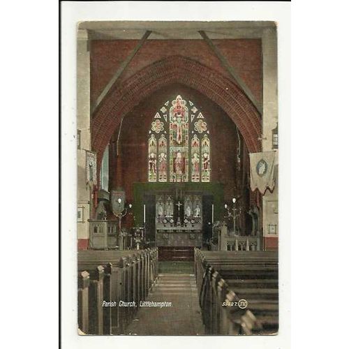 Sussex LITTLEHAMPTON Parish Church Interior Postcard by Valentine (55627)