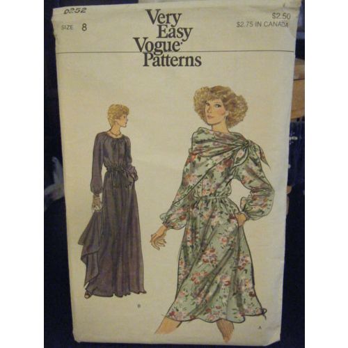Vogue 9252 Misses Dress & Scarf Pattern - Size 8 Bust 31 1/2