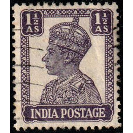 India 1941 King George VI 1 1/2A Used Stamp..