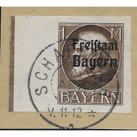 GER (BAVARIA) 1919 1M KING LUDWIG III' (FREISTAAT)(IMPERFED) USED(EBID65-509)