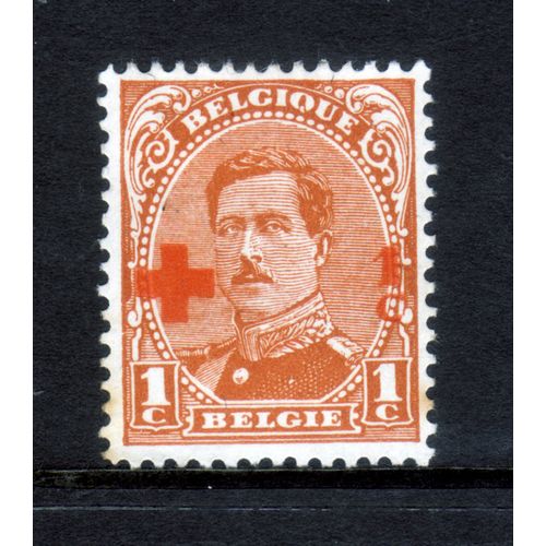 BELGIUM 1918 SG222 1c + 1c ORANGE SURCH RED CROSS M / MINT #7