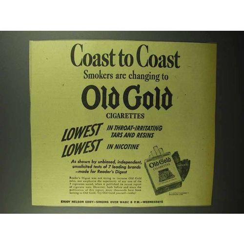 1942 Old Gold Cigarettes Ad - Coast to Coast