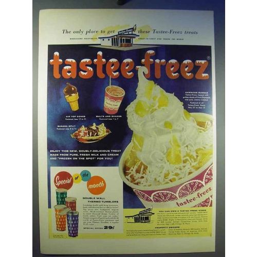 1956 Tastee-Freez Ad - Hawaiian Sundae, Banana Split