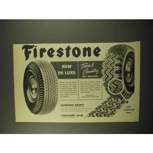 1957 Firestone De Luxe, Town & Country Tires Tyres Ad