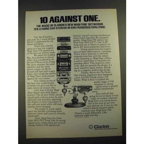 1980 Clarion Magi-Tune Car Stereo Ad - 10 Against One