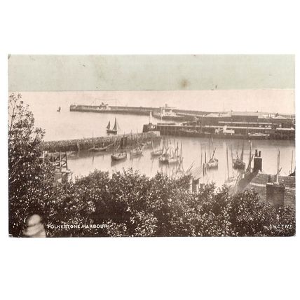 THE HARBOUR, FOLKESTONE, KENT.. unused antique postcard. Dainty sereis =