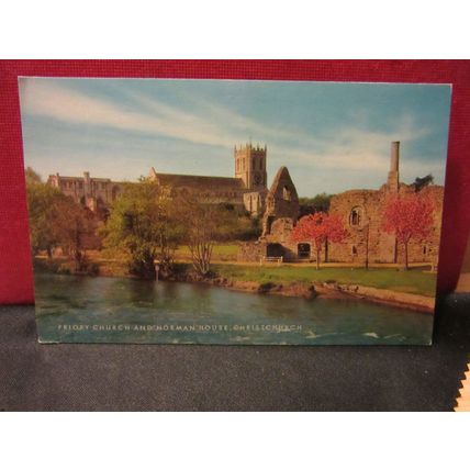 PRIORY CHURCH AND NORMAN HOUSE, CHRISTCHURCH DORSET unused postcard J Salmon. =