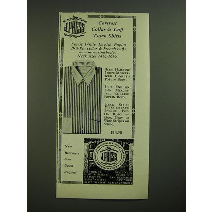 1968 J. Press Contrast Collar & Cuff Town Shirts Advertisement