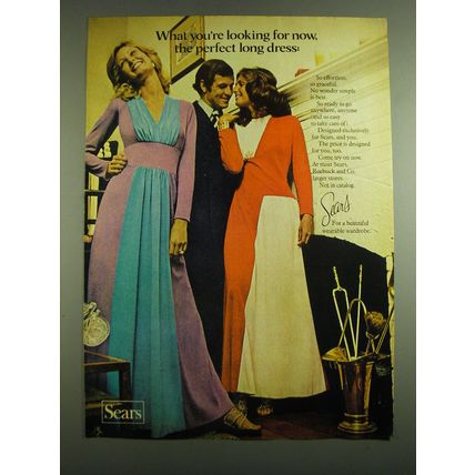 1971 Sears Dress Ad - What you're looking for now, the perfect long dress