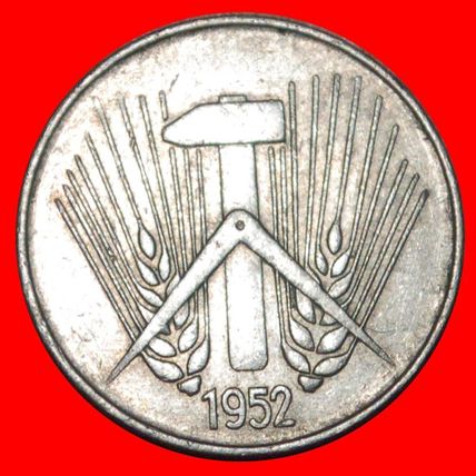 HAMMER AND COMPASS (1952-1953): GERMANY ★ 10 PFENNIG 1952A★LOW START★NO RESERVE!
