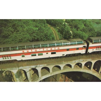 Railroad Auto-Train Vintage Lynch Associates Washington DC Postcard