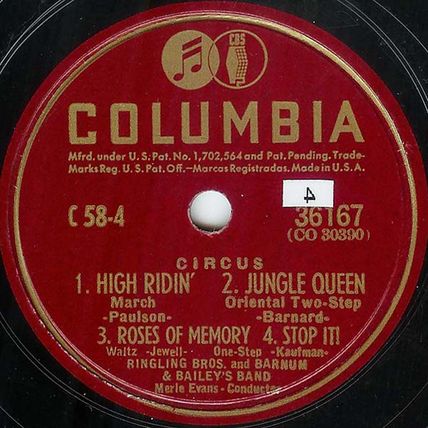 Columbia 78 #36167 - Barnum & Bailey's Circus Band - (1 of 3 records)