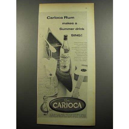1955 Ron Carioca Rum Ad - Carioca Rum makes a summer rink sing