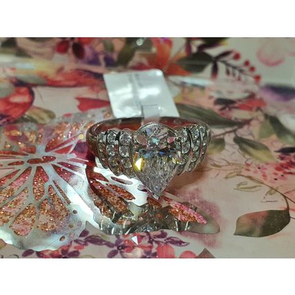 Large 12ct Pear Cut Solitaire Ring Made With Swarovski Zirconia Sz K Plat Silver