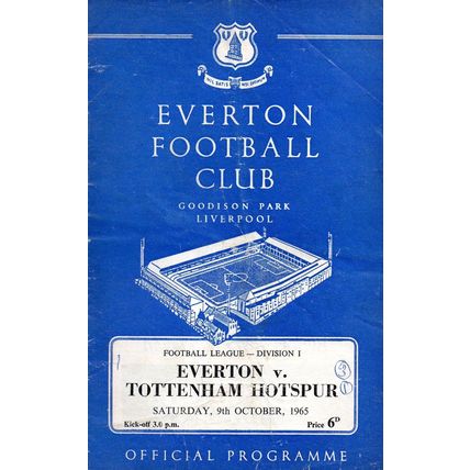 1965/66 Everton vs Tottenham Hotspur / Spurs **FREE P&P**