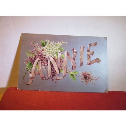 'ANNIE' , CHRISTMAS CARD used antique postcard 1910 pm =