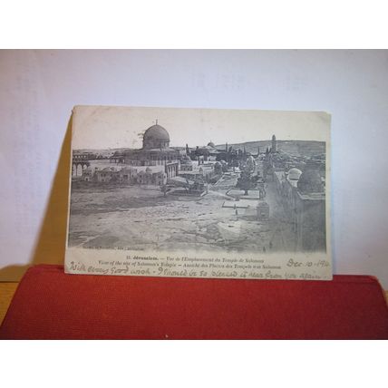SITE OF SOLOMON'S TEMPLE, JERUSALEM, ISRAEL used antique postcard 1904? pm =