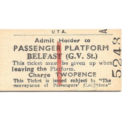 U.T.A. Edmondson Platform Ticket - Belfast Great Victoria Street