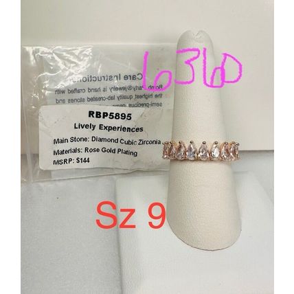 NIB Bomb Party Sz9 BP Ring RBP5895 Lively Experiences Diamond CZ Rose Gold Pl