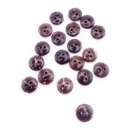 10mm Natural Coconut Shell Buttons Tiny Great For Baby Cardigans Brown 2 hole