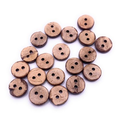 10mm Natural Coconut Shell Buttons Tiny Great For Baby Cardigans Brown 2 hole