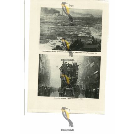 German Fleet Surrenders & Armistice Scenes, London WWI, Book Illustration, 1935