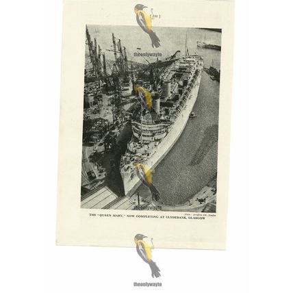 Queen Mary, At Clydebank Shipyard, Glasgow, Book Illustration (Print), 1935