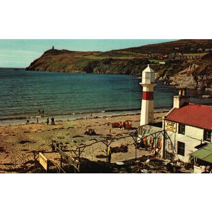 Beach, Port Erin, Cosy Nook Cafe & Bradda Head, Plastichrome Postcard, 1960s?