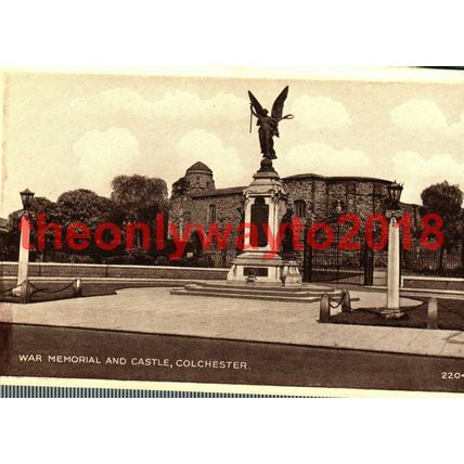 War Memorial & Castle, Colchester, Essex, Valentines Postcard