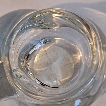 Indiana Glass Heavy 2 Clear CRYSTAL SLEEPING CAT Votive tea light Candle Holder