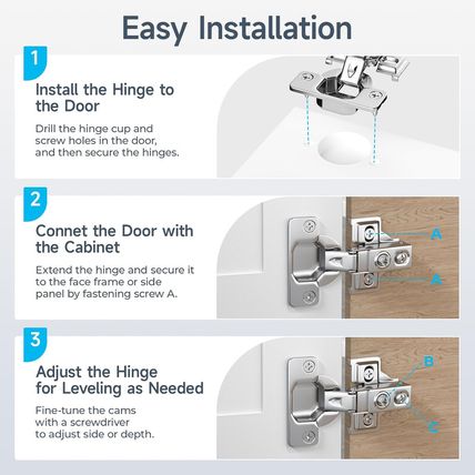 HOSOM 50 Pack 1/2 Inch Overlay Soft Close Cabinet Hinges, Kitchen Cabinet Hinges