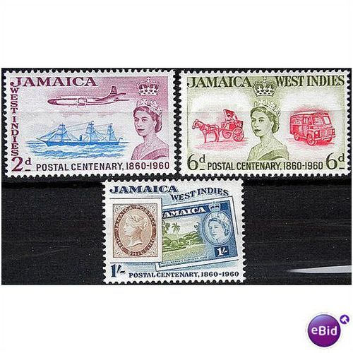 Jamaica 1960 Stamp Postal Centenary Mounted Mint MM SG 178-180 Sc 178-180